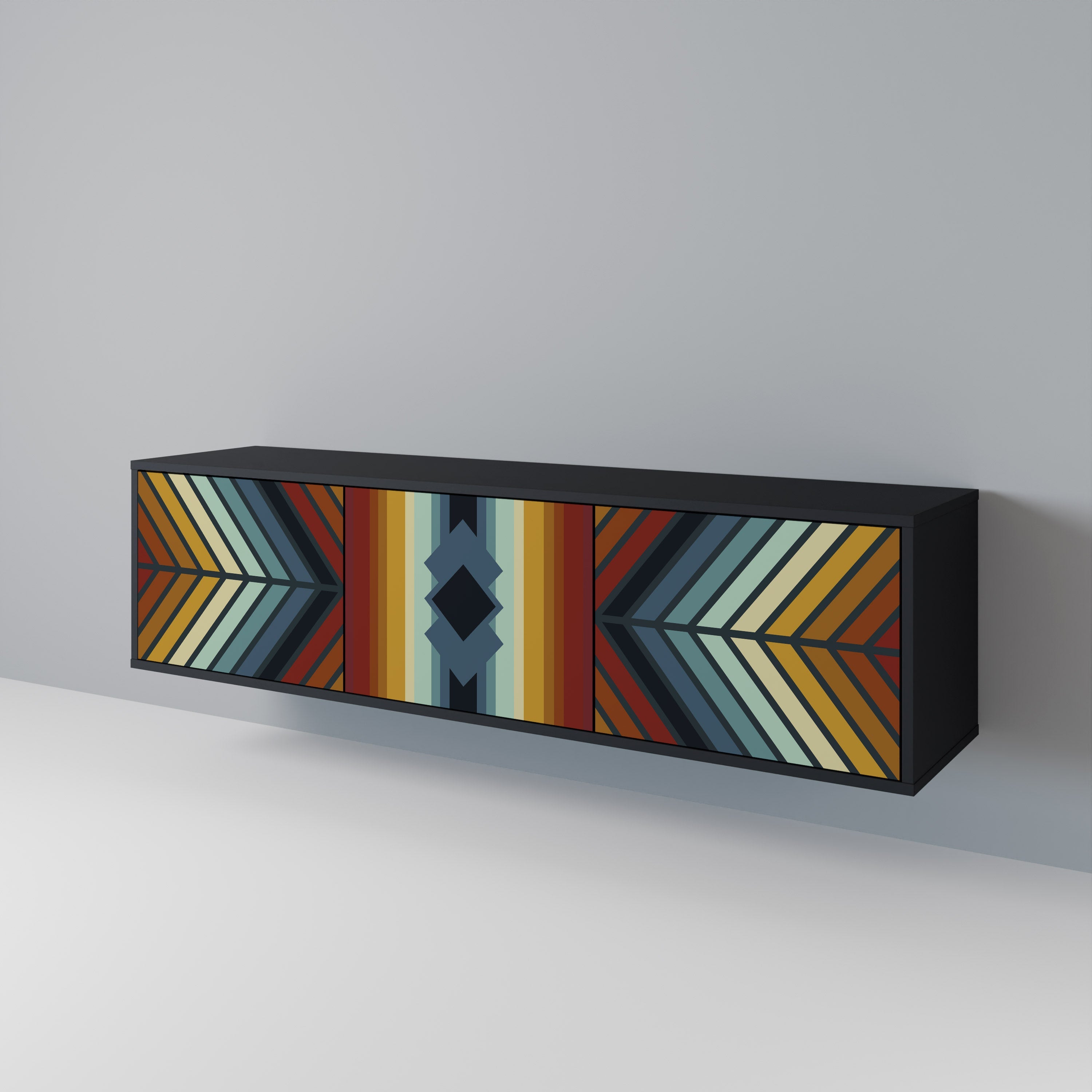 INDIGENOUS ZIGZAG TV-Lowboard mit 3 Türen in Schwarz