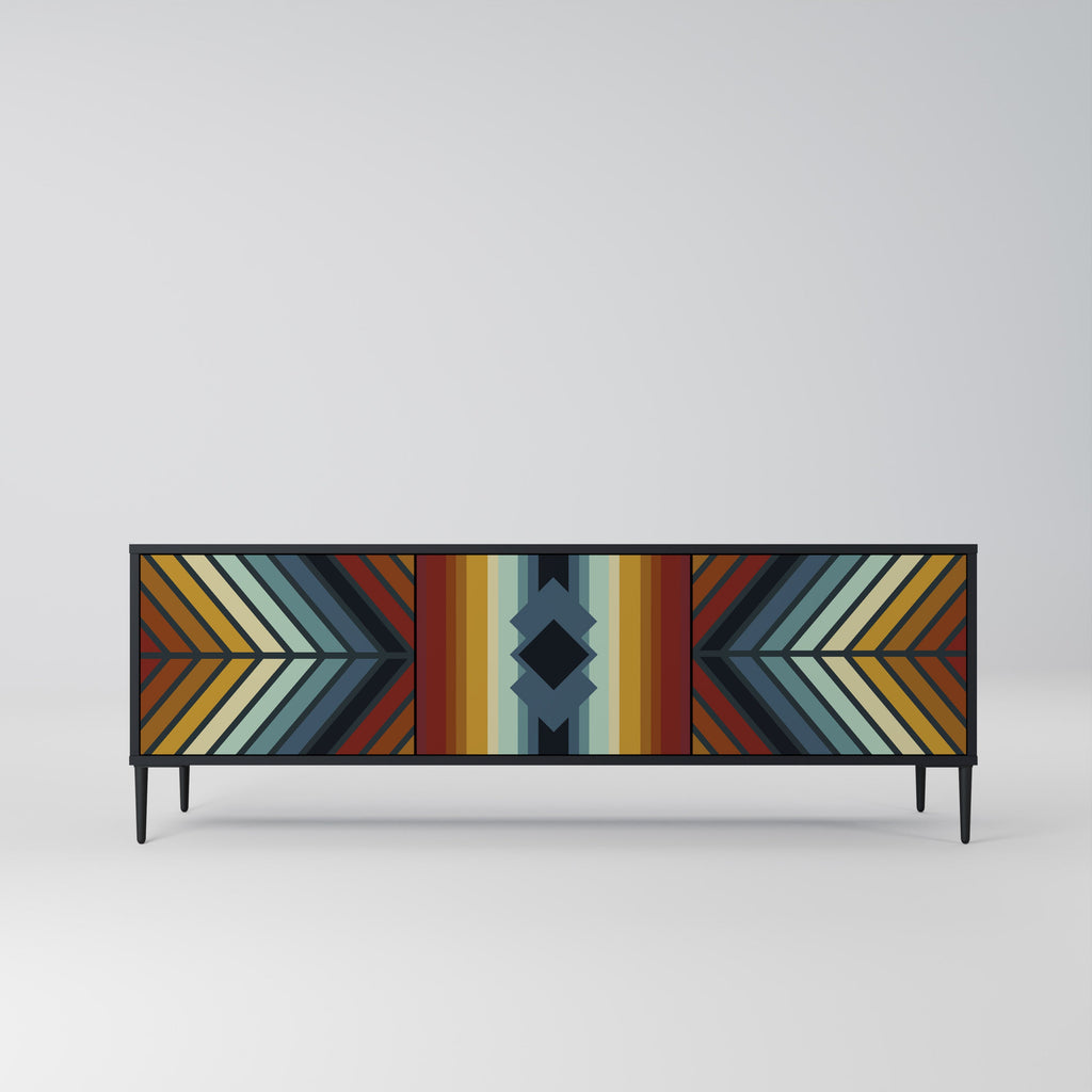 INDIGENOUS ZIGZAG TV-Lowboard mit 3 Türen in Schwarz