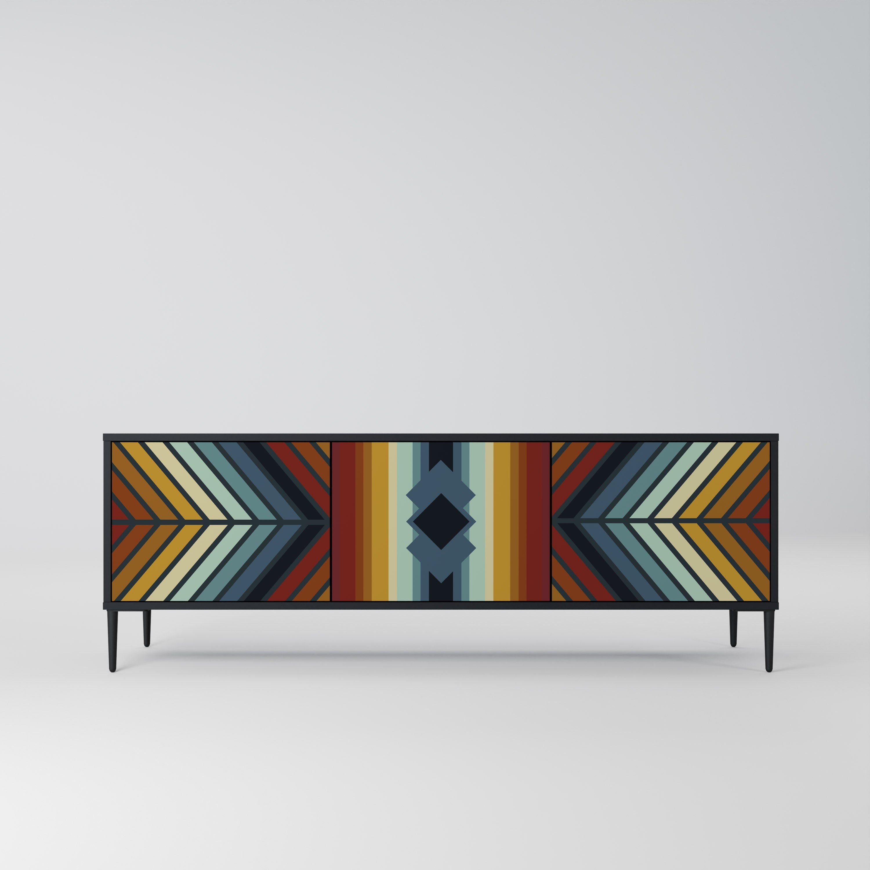 INDIGENOUS ZIGZAG TV-Lowboard mit 3 Türen in Schwarz