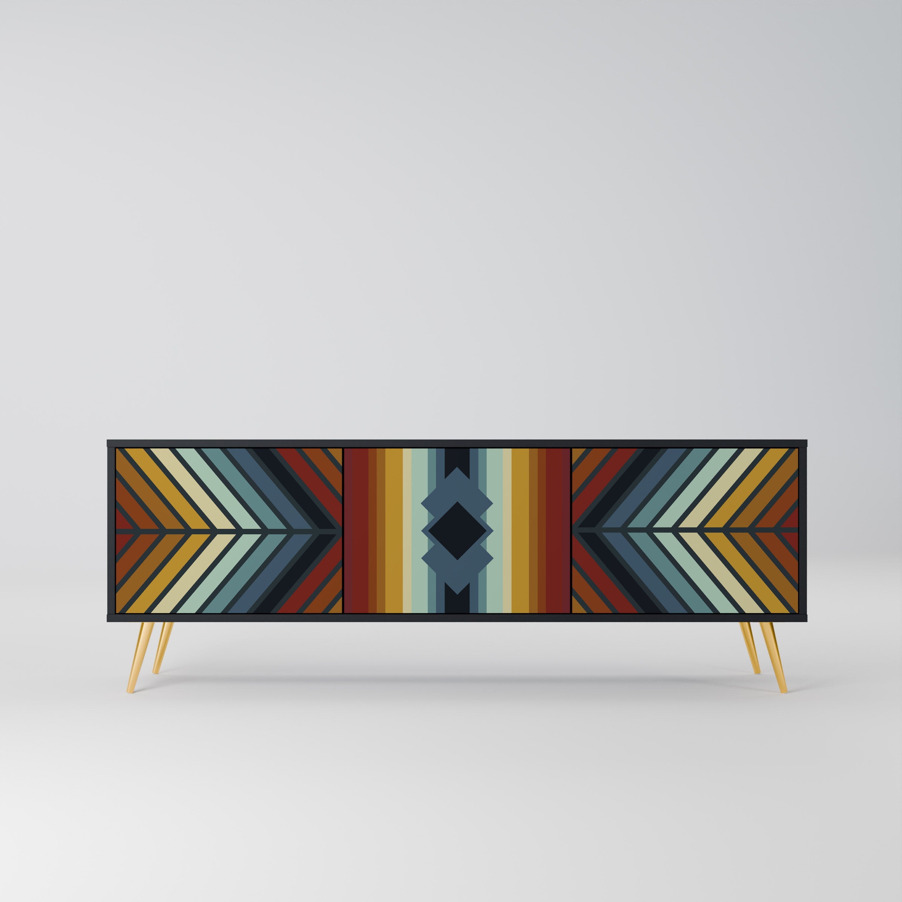 INDIGENOUS ZIGZAG TV-Lowboard mit 3 Türen in Schwarz