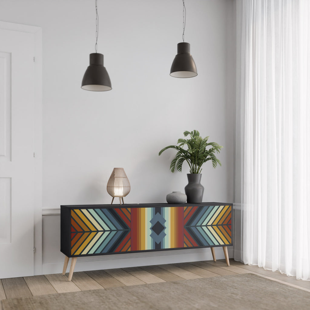 INDIGENOUS ZIGZAG TV-Lowboard mit 3 Türen in Schwarz