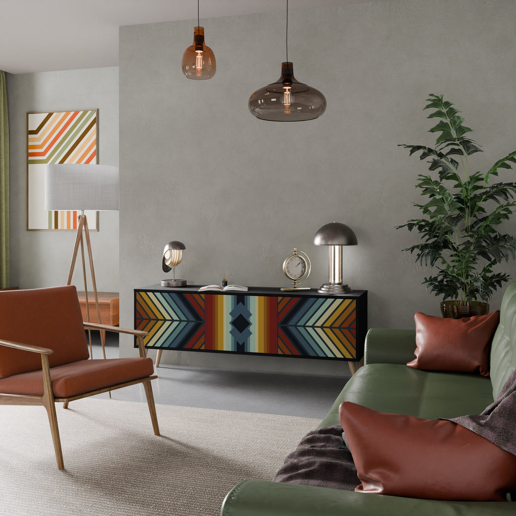 INDIGENOUS ZIGZAG TV-Lowboard mit 3 Türen in Schwarz