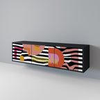 CHROMATIC ABSTRACT TV-Lowboard mit 3 Türen in Schwarz