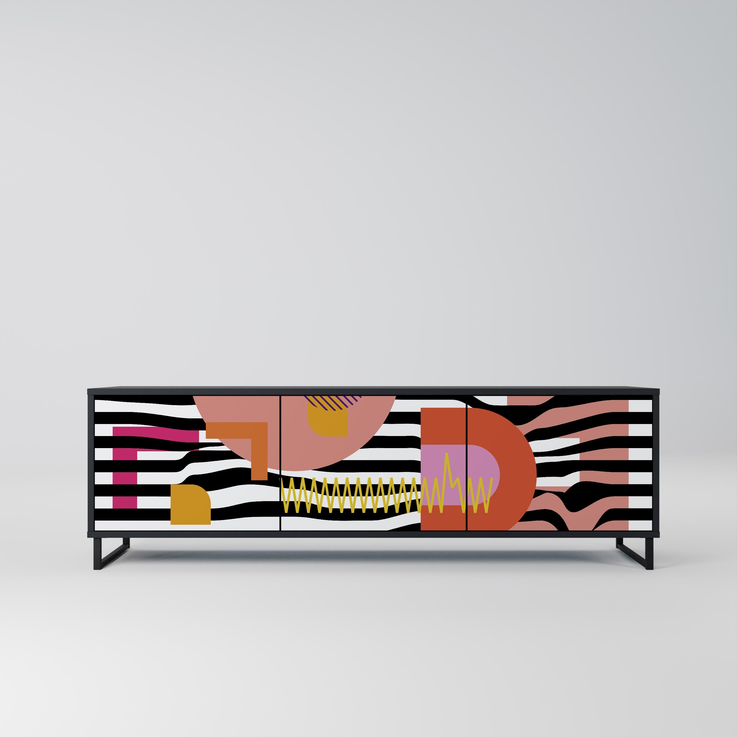 CHROMATIC ABSTRACT TV-Lowboard mit 3 Türen in Schwarz