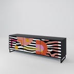 CHROMATIC ABSTRACT TV-Lowboard mit 3 Türen in Schwarz