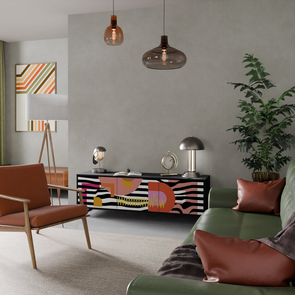 CHROMATIC ABSTRACT TV-Lowboard mit 3 Türen in Schwarz