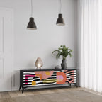 CHROMATIC ABSTRACT TV-Lowboard mit 3 Türen in Schwarz