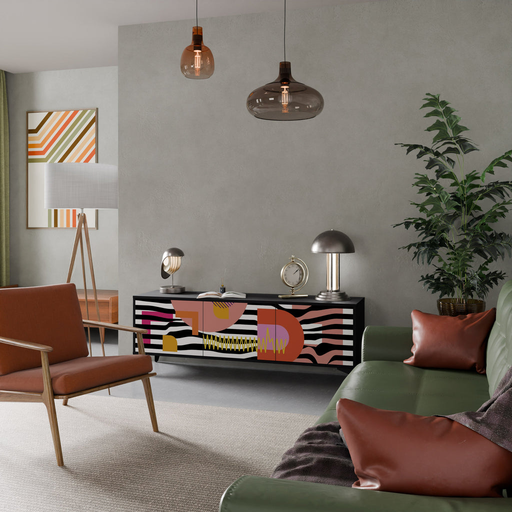 CHROMATIC ABSTRACT TV-Lowboard mit 3 Türen in Schwarz