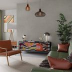 CHROMATIC ABSTRACT TV-Lowboard mit 3 Türen in Schwarz