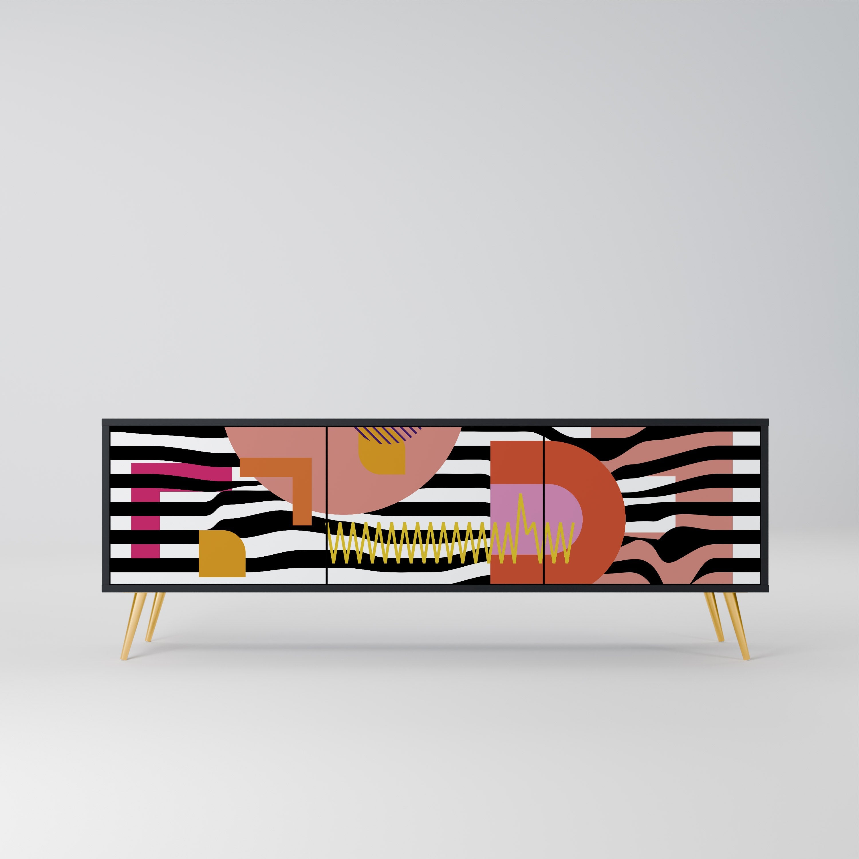 CHROMATIC ABSTRACT TV-Lowboard mit 3 Türen in Schwarz