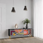 CHROMATIC ABSTRACT TV-Lowboard mit 3 Türen in Schwarz