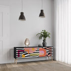 CHROMATIC ABSTRACT TV-Lowboard mit 3 Türen in Schwarz