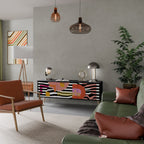 CHROMATIC ABSTRACT TV-Lowboard mit 3 Türen in Schwarz