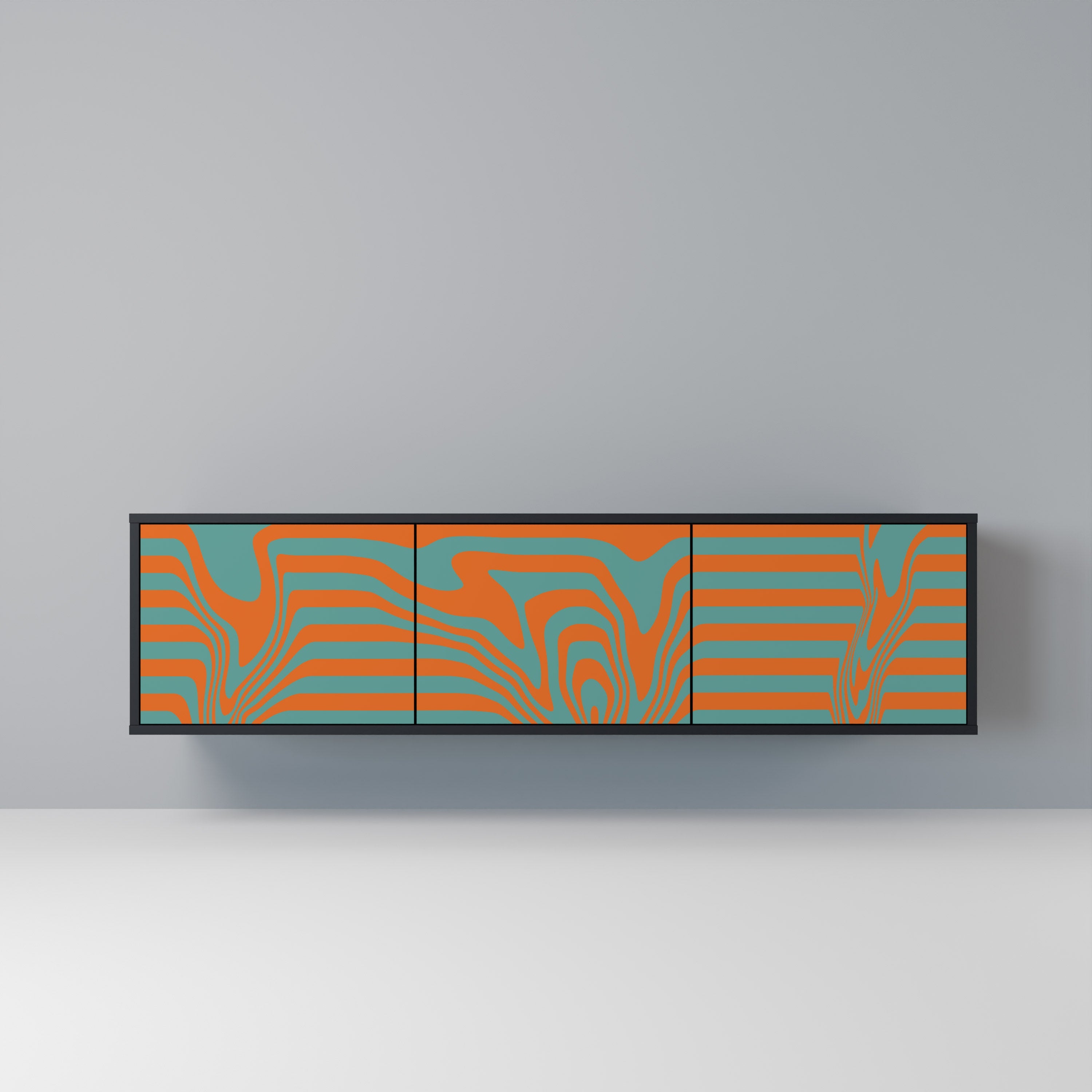 LINE COLLAPSE TV-Lowboard mit 3 Türen in Schwarz