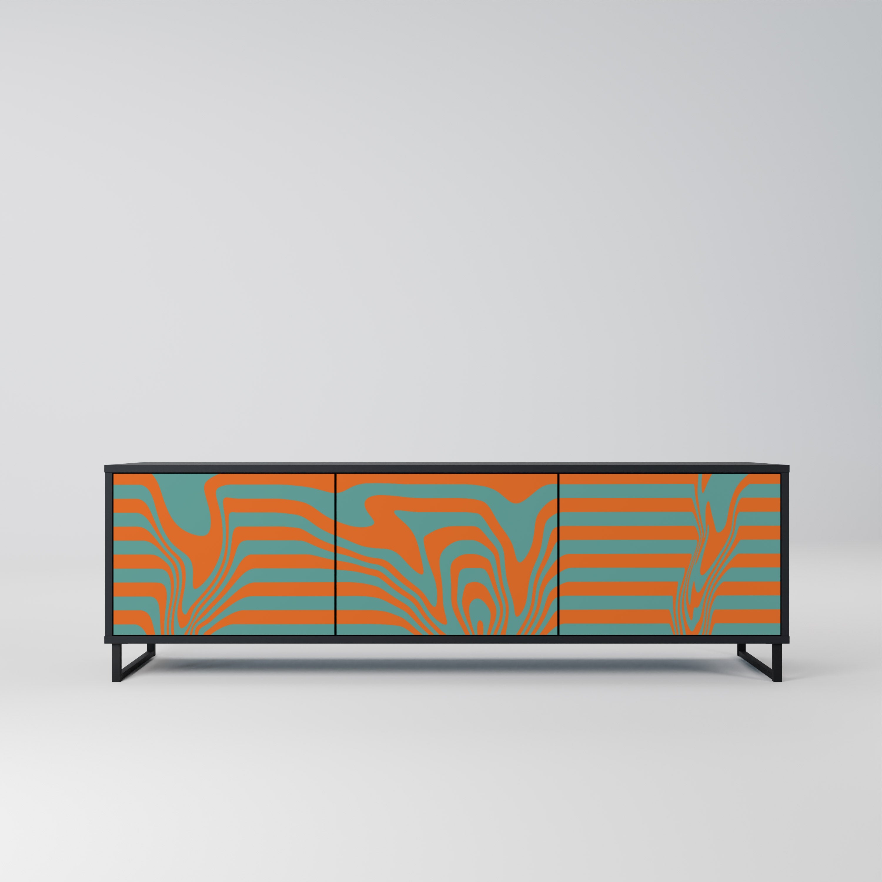 LINE COLLAPSE TV-Lowboard mit 3 Türen in Schwarz