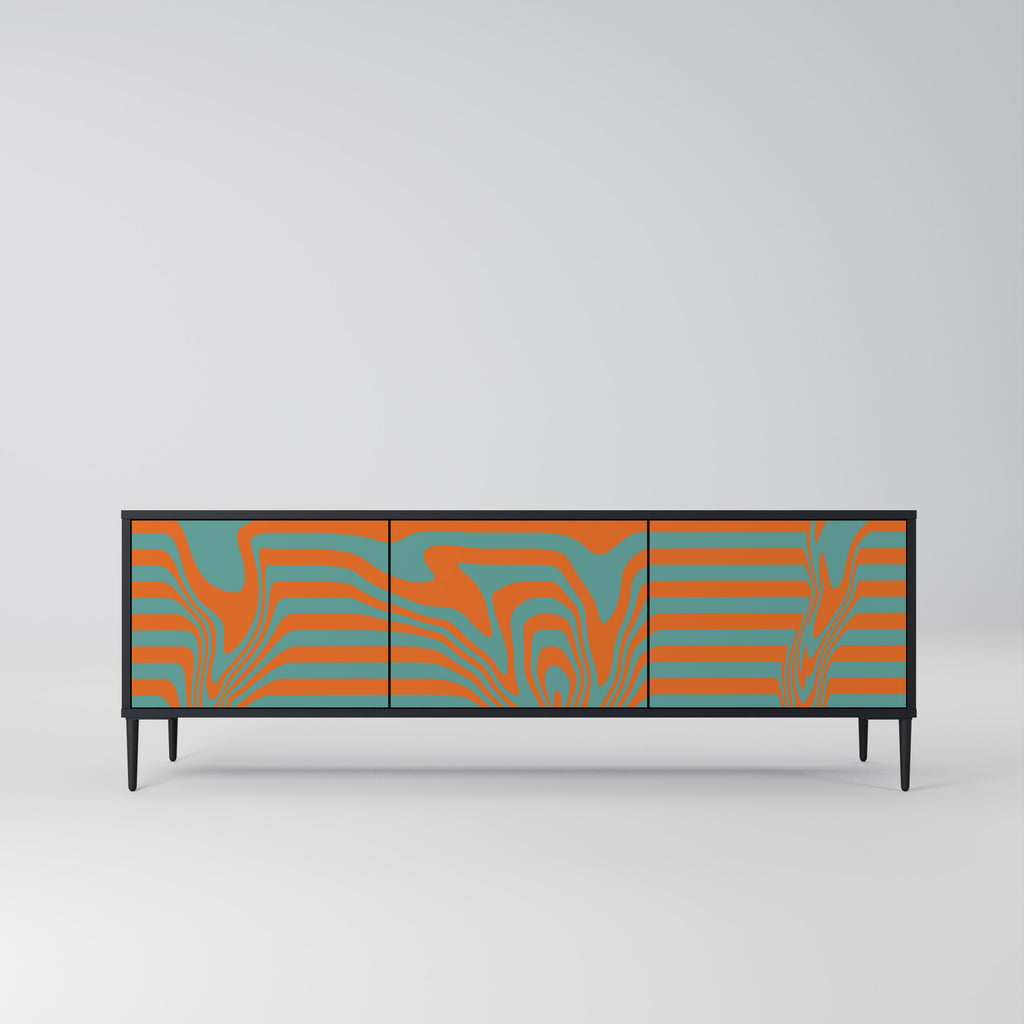 LINE COLLAPSE TV-Lowboard mit 3 Türen in Schwarz