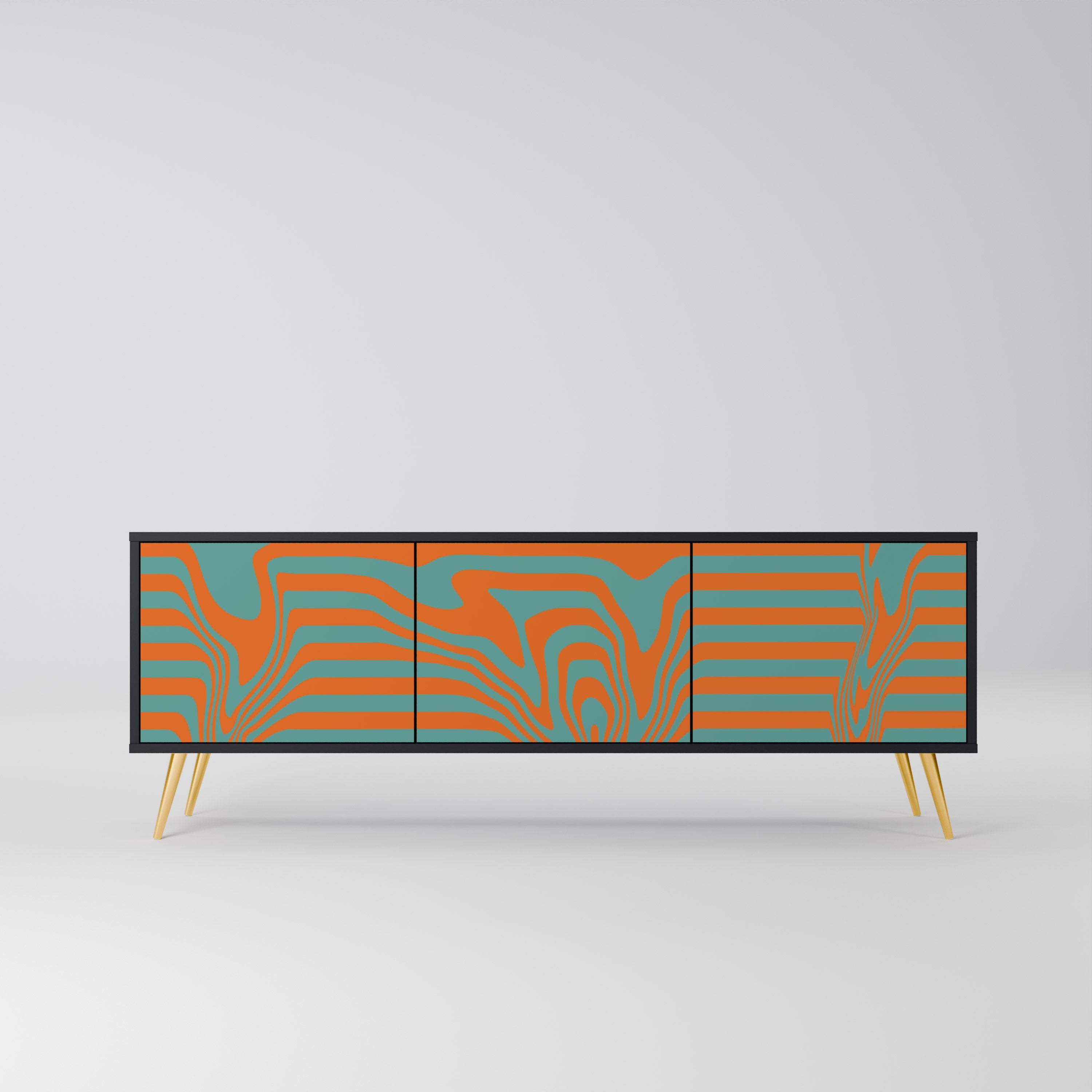 LINE COLLAPSE TV-Lowboard mit 3 Türen in Schwarz