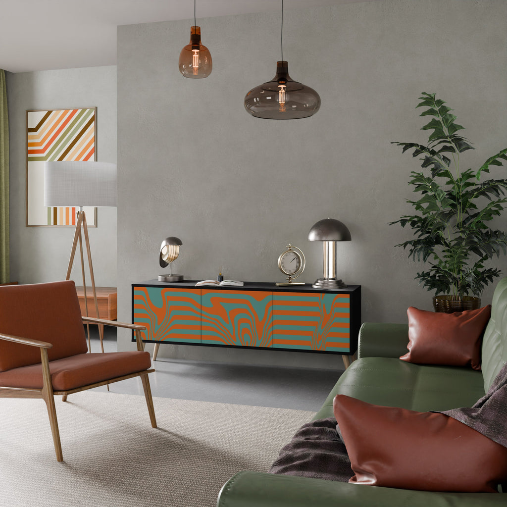 LINE COLLAPSE TV-Lowboard mit 3 Türen in Schwarz