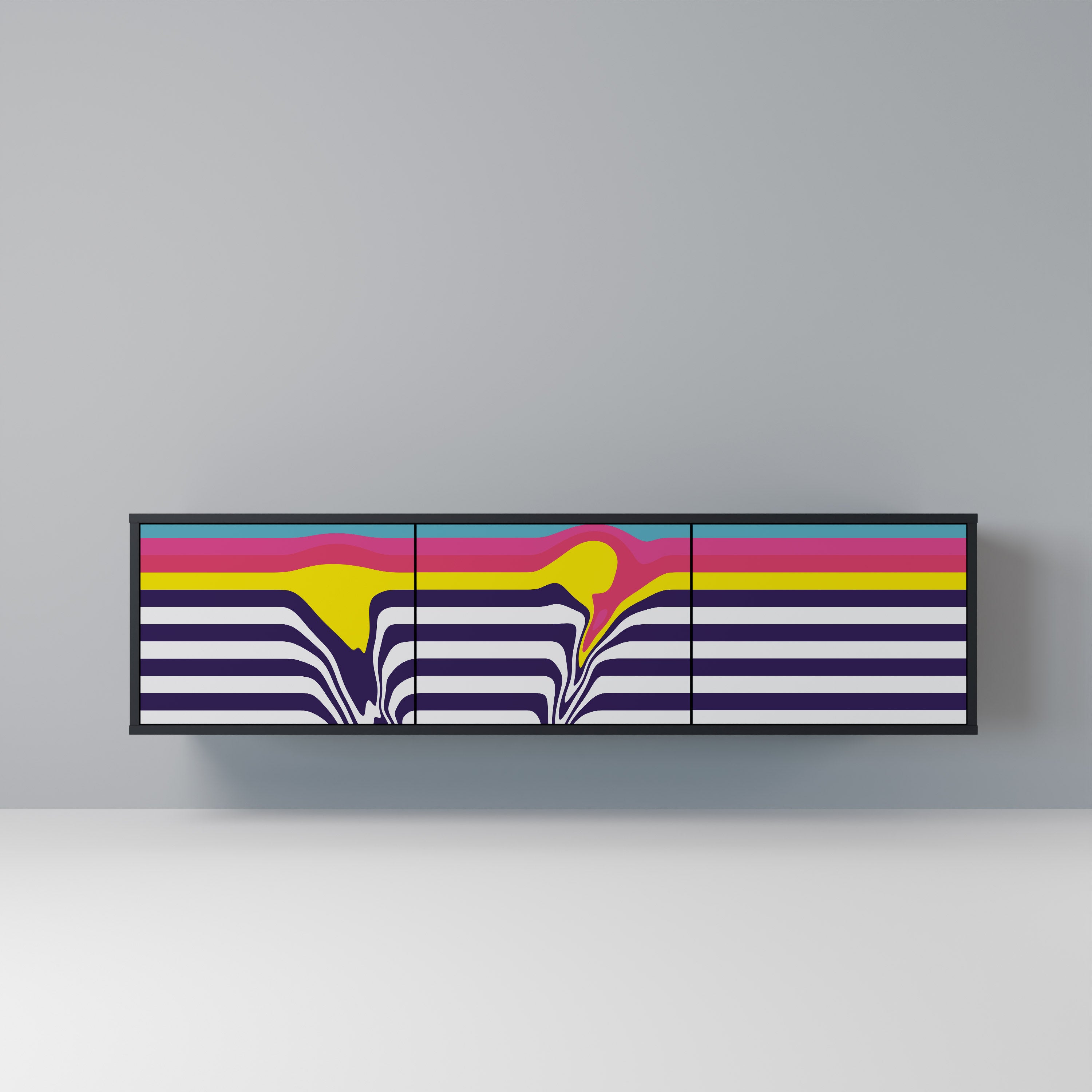 COLORFUL DIVERSION TV-Lowboard mit 3 Türen in Schwarz