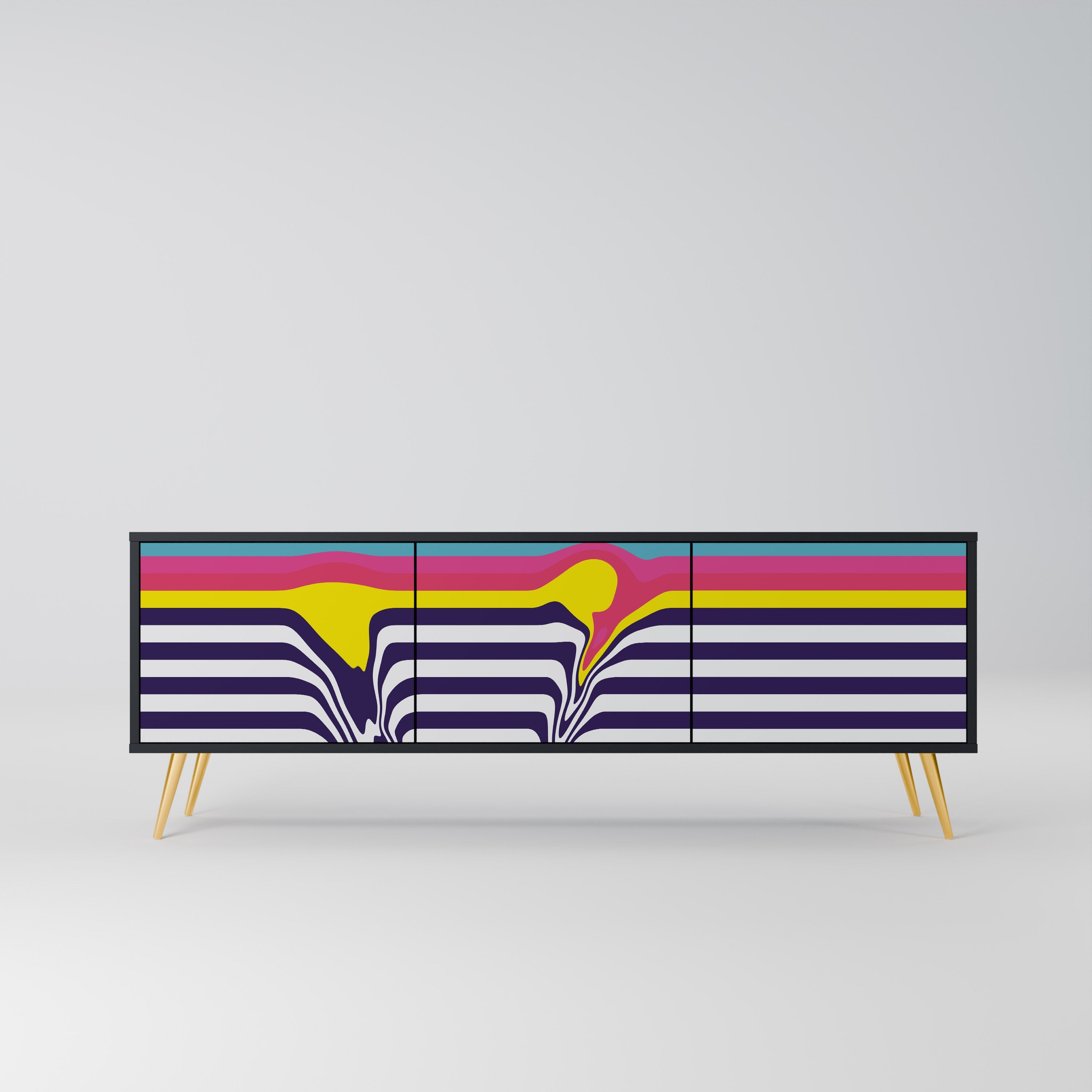 COLORFUL DIVERSION TV-Lowboard mit 3 Türen in Schwarz