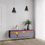 COLORFUL DIVERSION TV-Lowboard mit 3 Türen in Schwarz