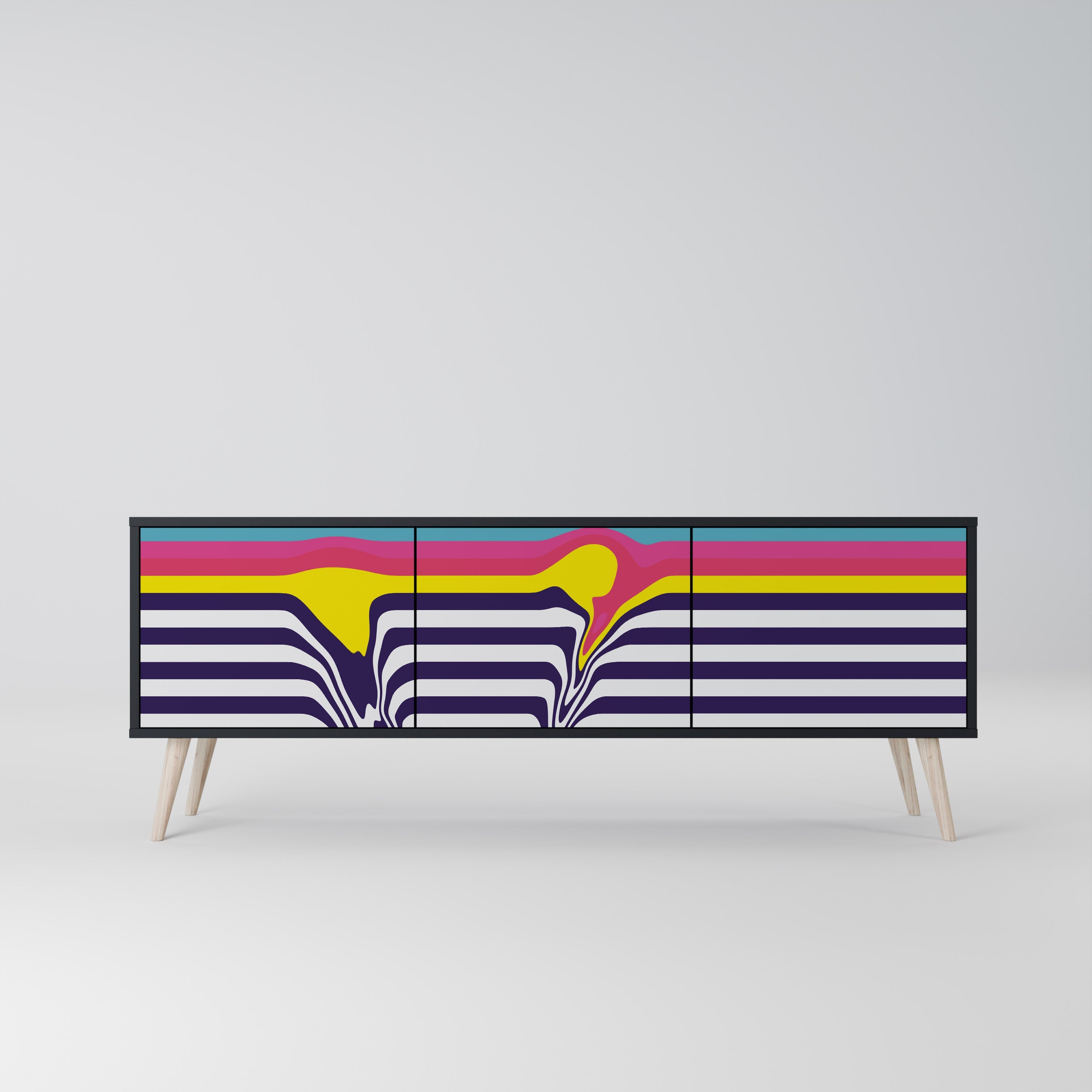 COLORFUL DIVERSION TV-Lowboard mit 3 Türen in Schwarz