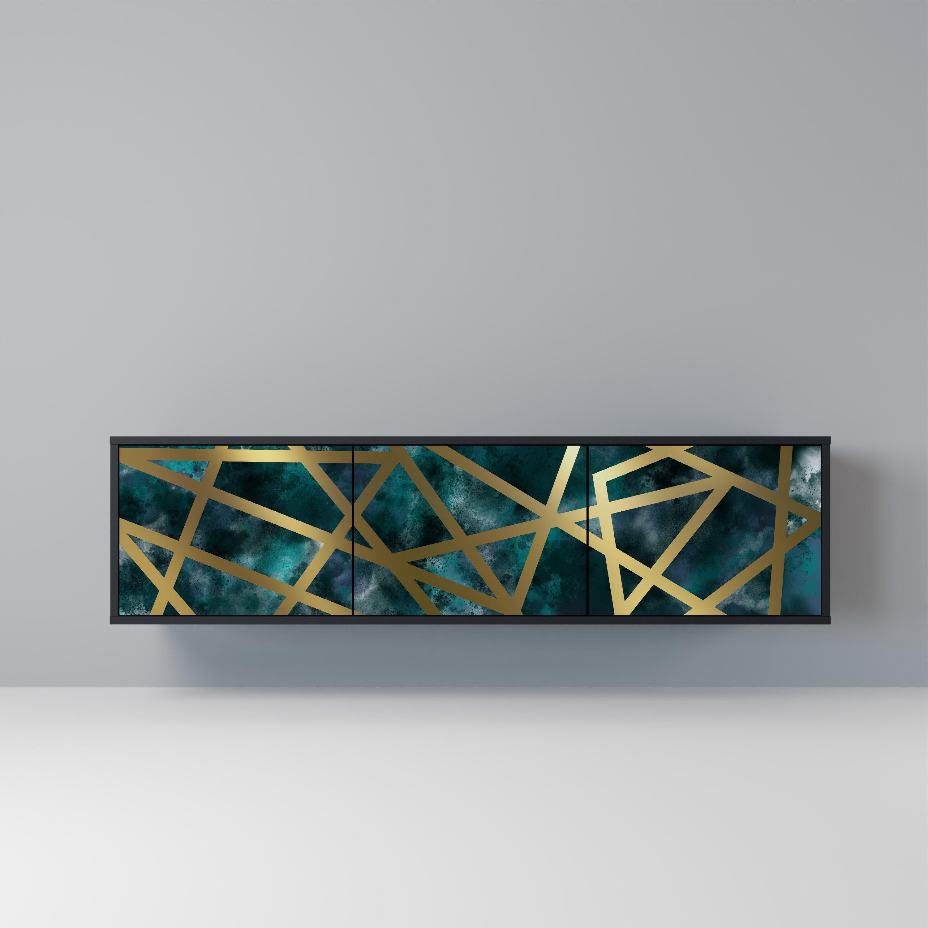 THE LABYRINTH OF GOLD TV-Lowboard mit 3 Türen in Schwarz