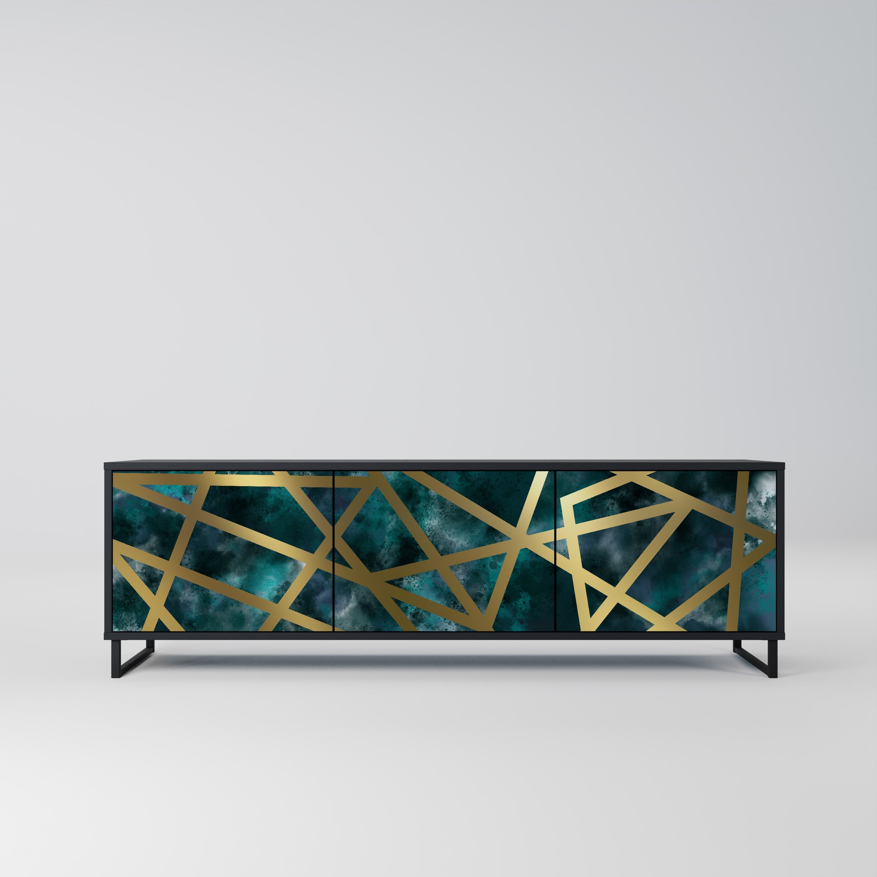THE LABYRINTH OF GOLD TV-Lowboard mit 3 Türen in Schwarz