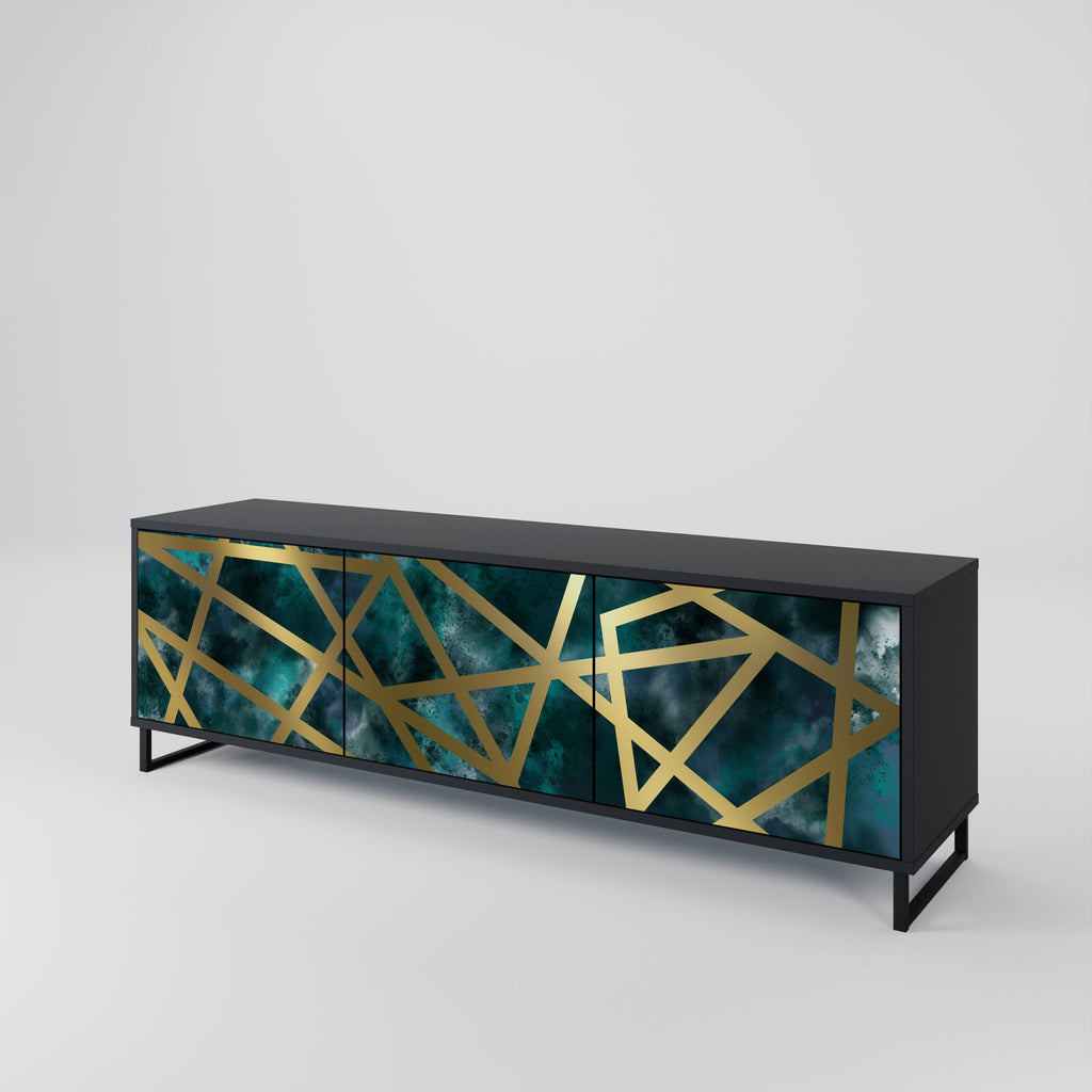 THE LABYRINTH OF GOLD TV-Lowboard mit 3 Türen in Schwarz