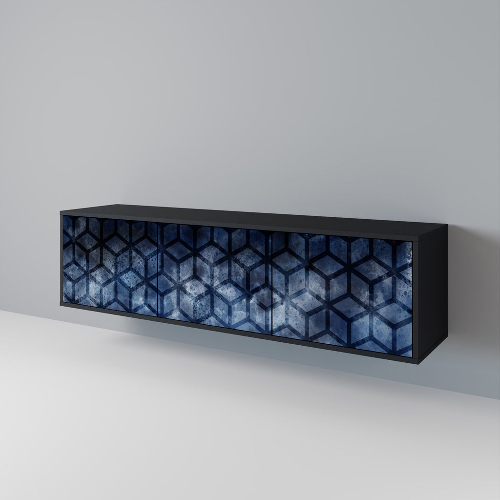 CUBIC MIST TV-Lowboard mit 3 Türen in Schwarz