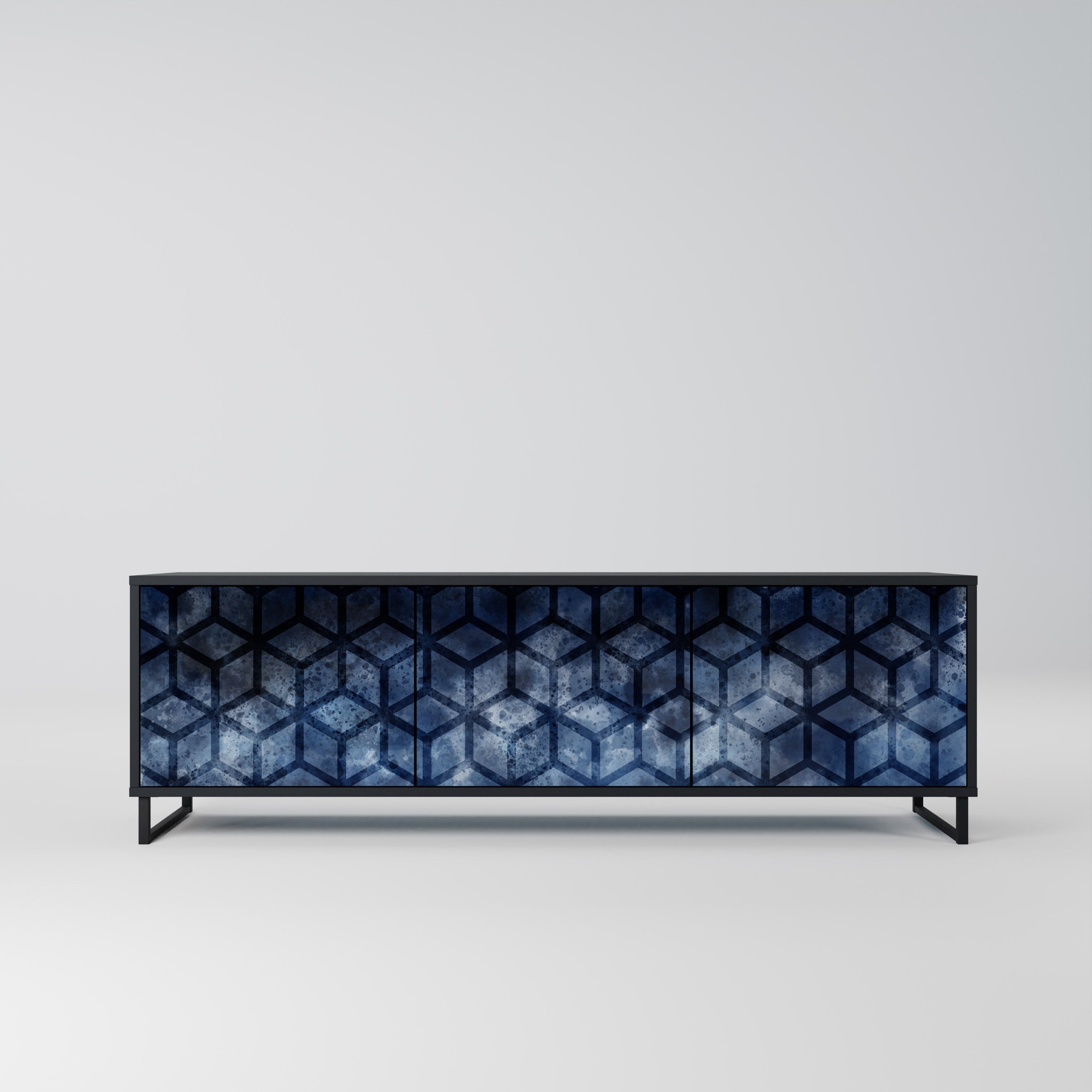 CUBIC MIST TV-Lowboard mit 3 Türen in Schwarz