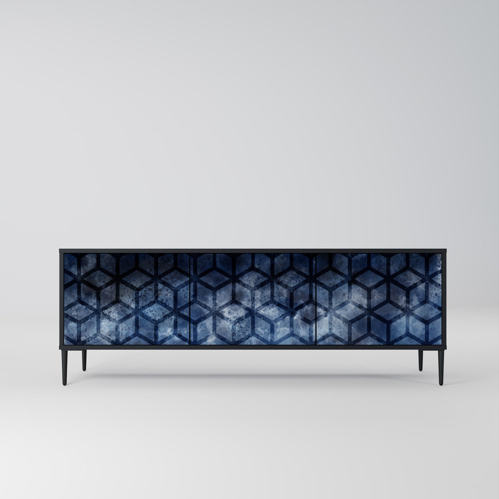 CUBIC MIST TV-Lowboard mit 3 Türen in Schwarz