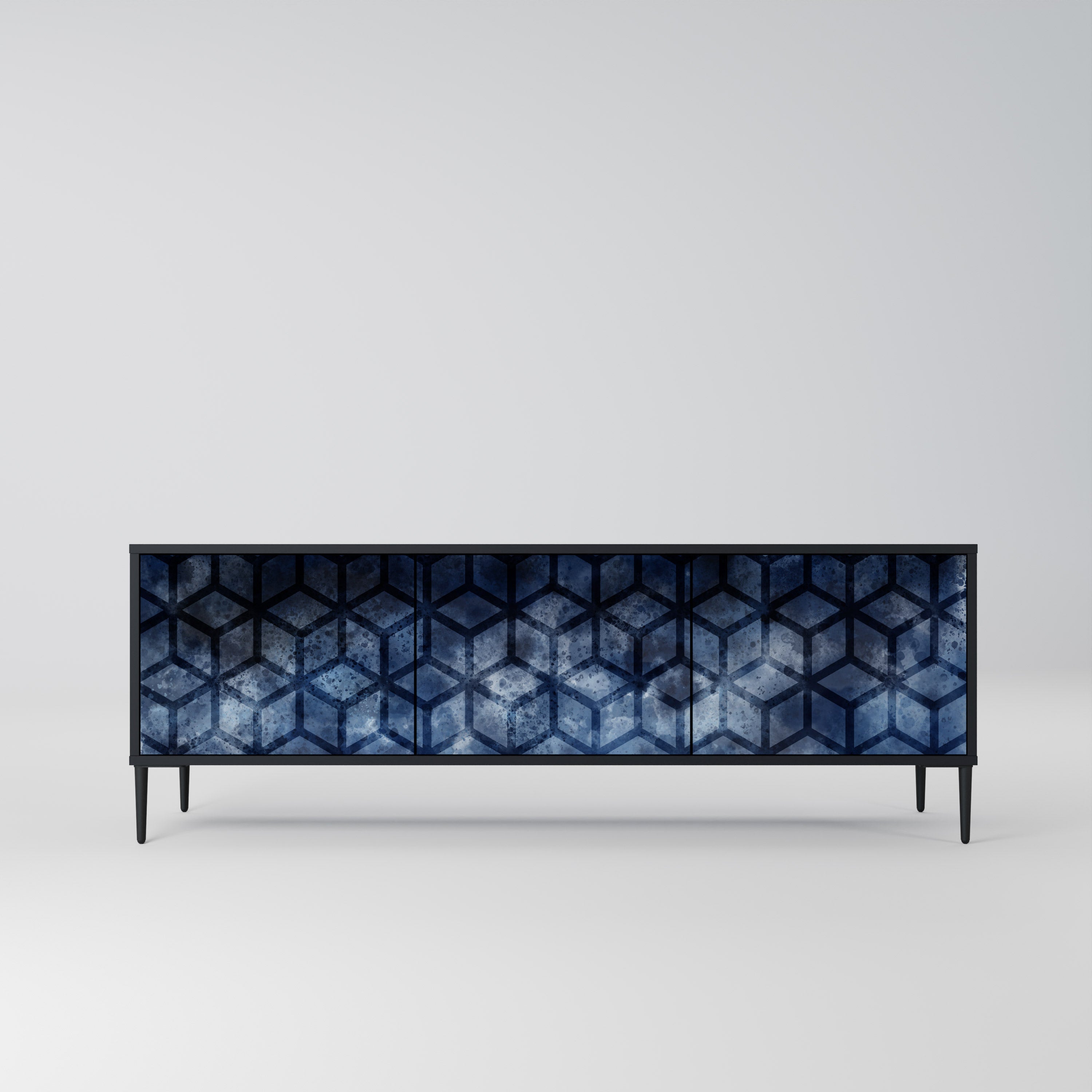 CUBIC MIST TV-Lowboard mit 3 Türen in Schwarz