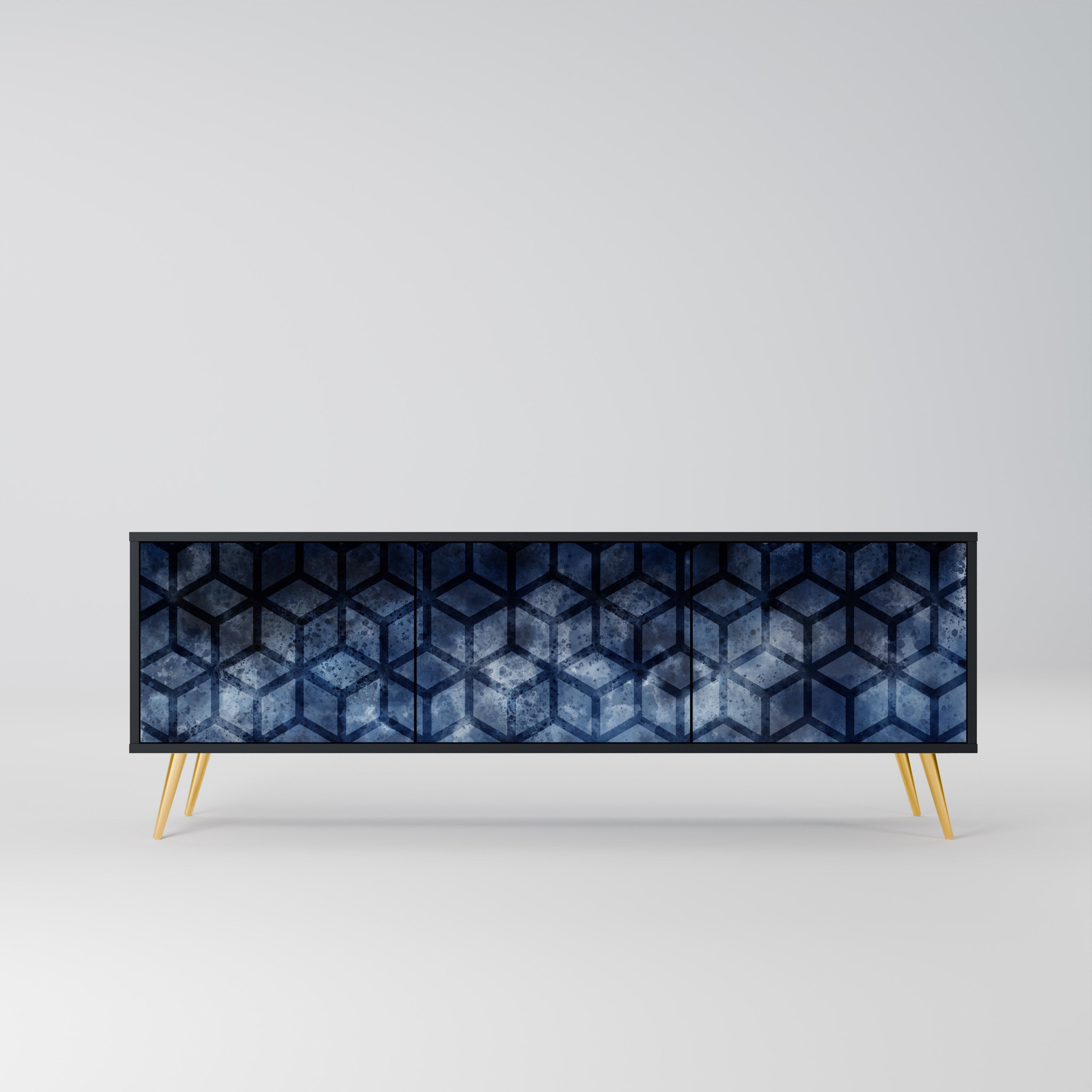 CUBIC MIST TV-Lowboard mit 3 Türen in Schwarz