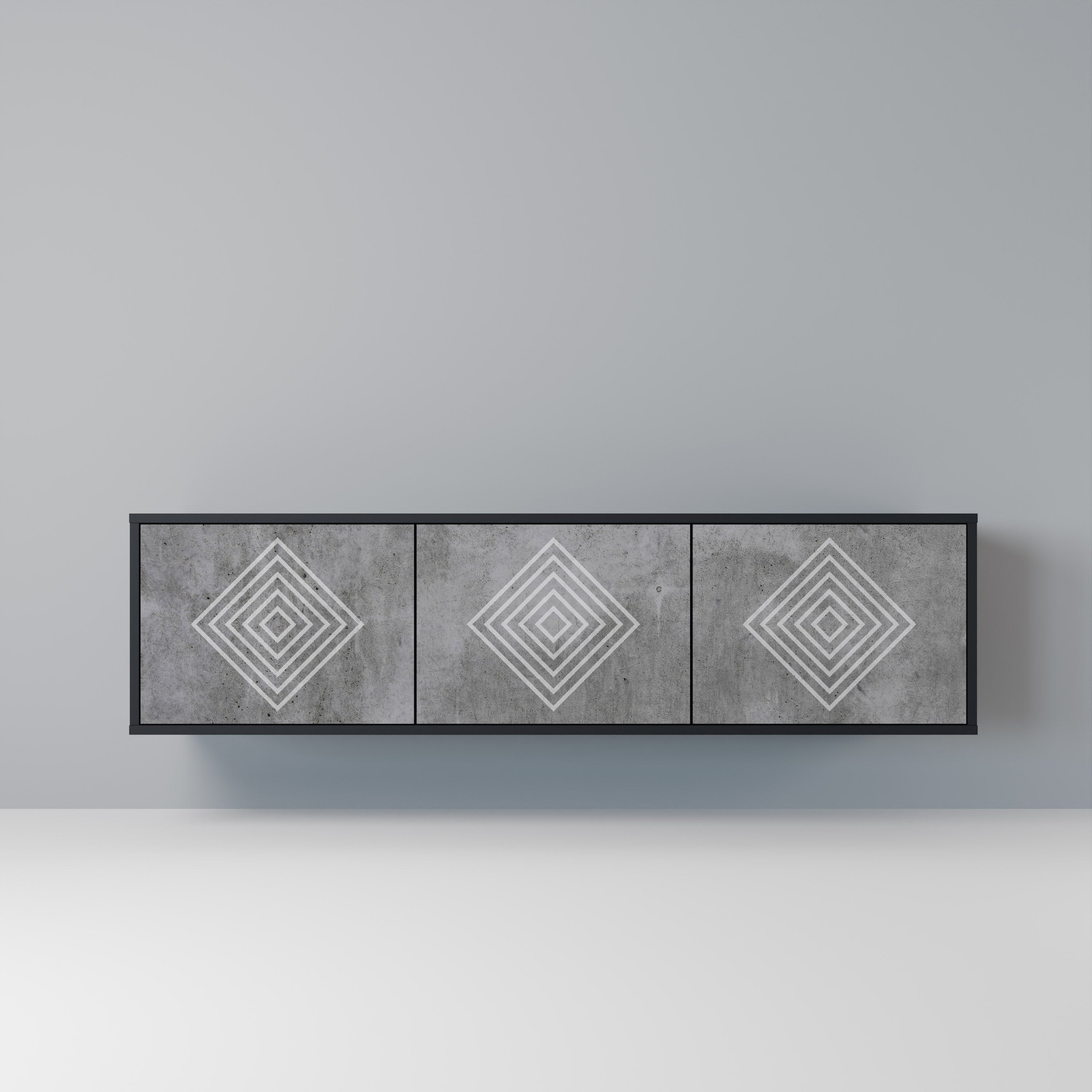 POLYGONAL ARTISTRY TV-Lowboard mit 3 Türen in Schwarz