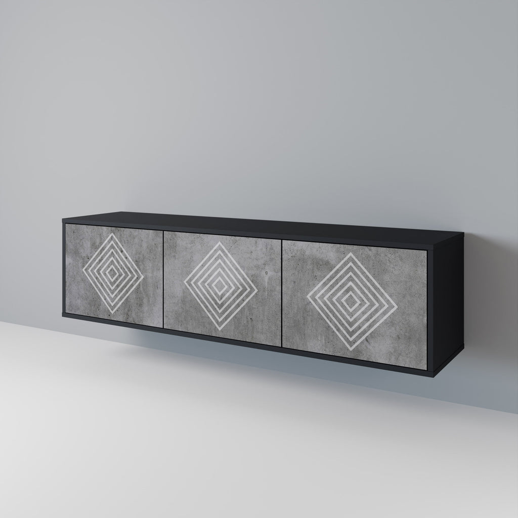 POLYGONAL ARTISTRY TV-Lowboard mit 3 Türen in Schwarz