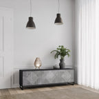 POLYGONAL ARTISTRY TV-Lowboard mit 3 Türen in Schwarz