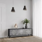 POLYGONAL ARTISTRY TV-Lowboard mit 3 Türen in Schwarz