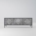 POLYGONAL ARTISTRY TV-Lowboard mit 3 Türen in Schwarz