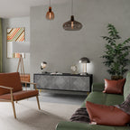 POLYGONAL ARTISTRY TV-Lowboard mit 3 Türen in Schwarz