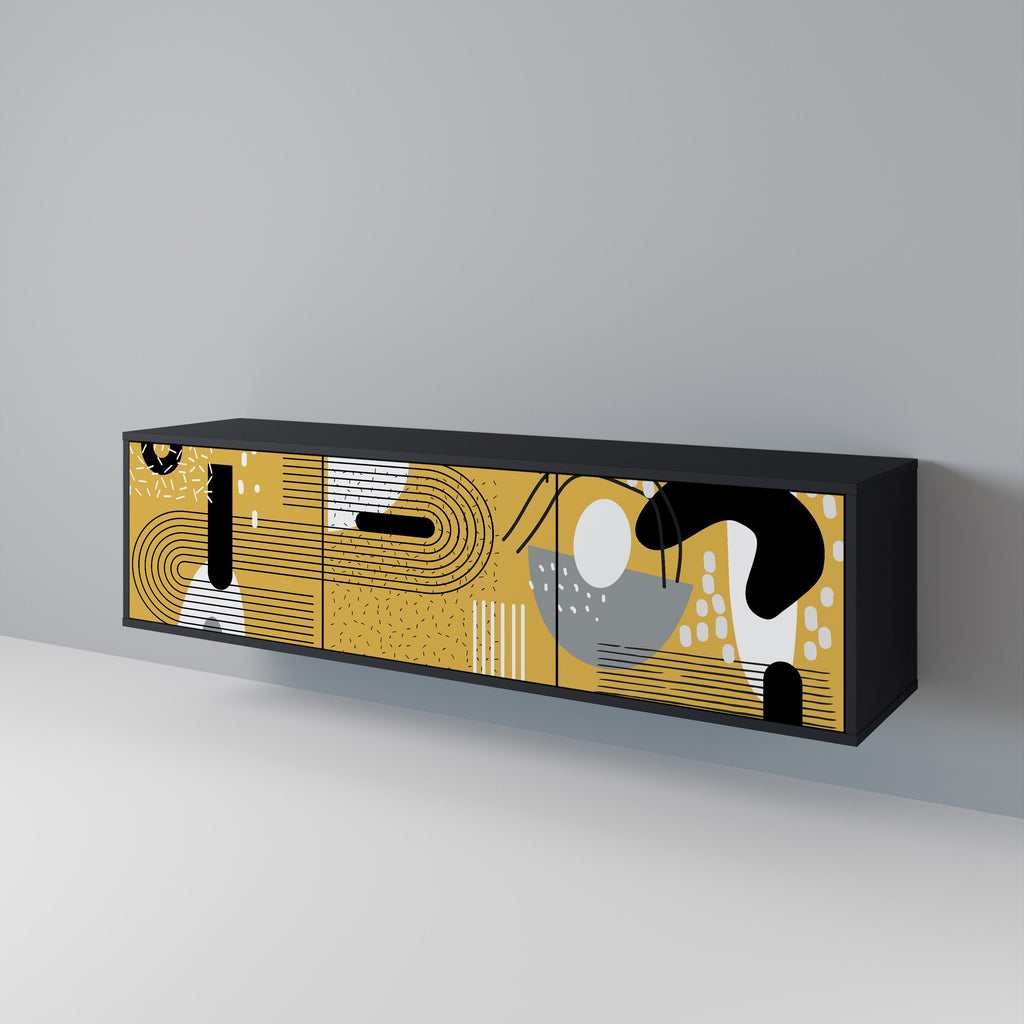 SHAPESHIFT SYMPHONY TV-Lowboard mit 3 Türen in Schwarz