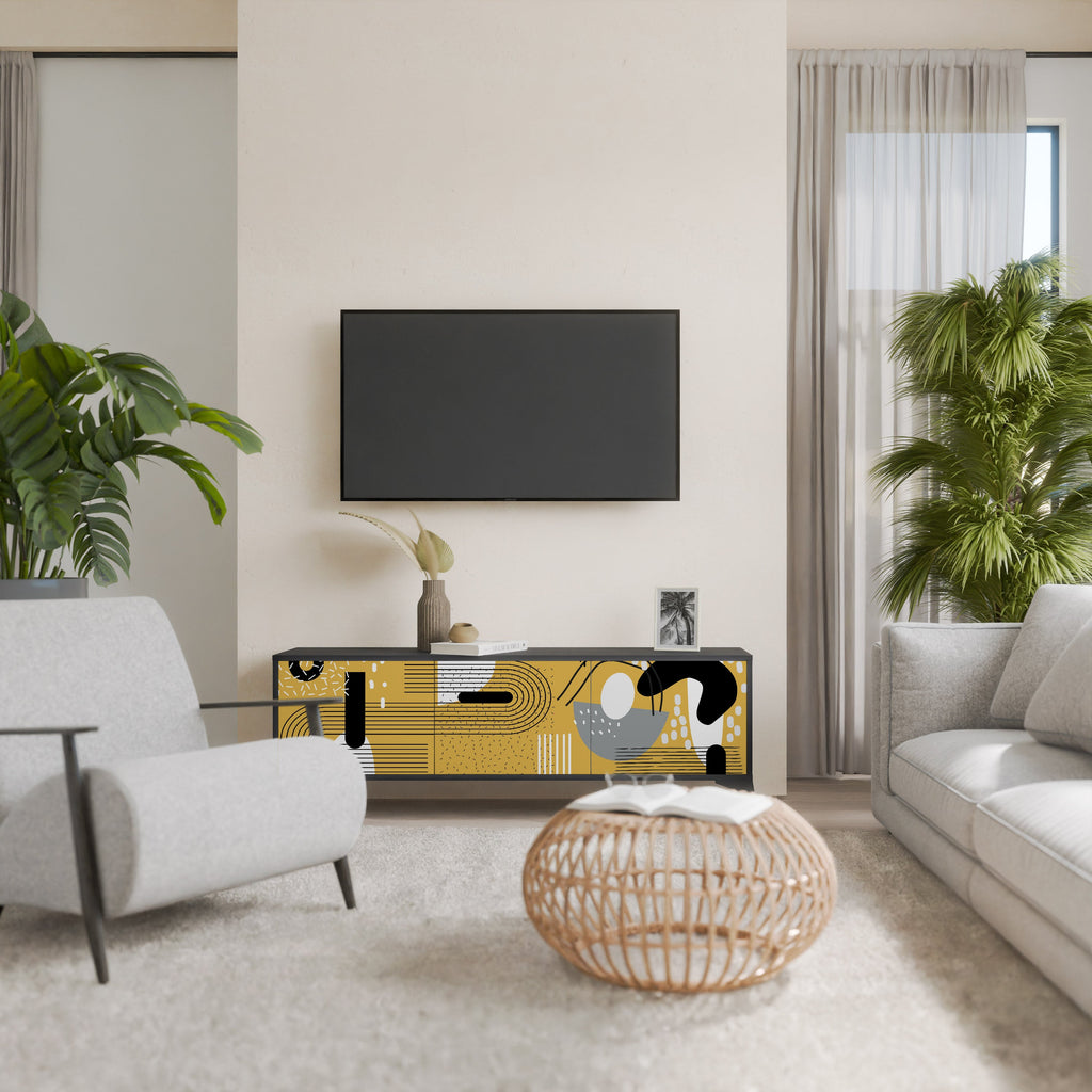 SHAPESHIFT SYMPHONY TV-Lowboard mit 3 Türen in Schwarz