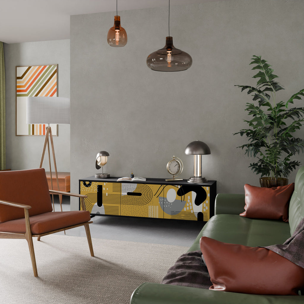 SHAPESHIFT SYMPHONY TV-Lowboard mit 3 Türen in Schwarz