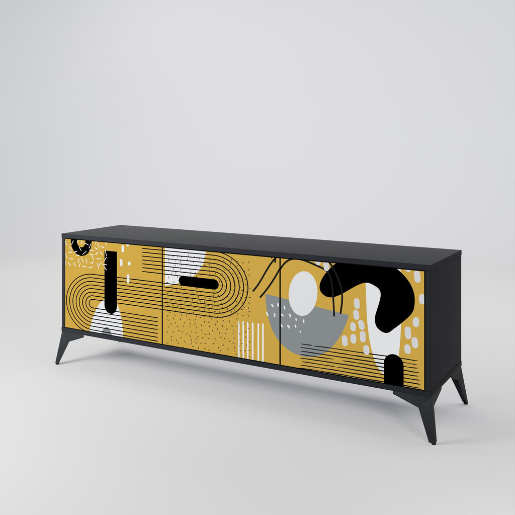 SHAPESHIFT SYMPHONY TV-Lowboard mit 3 Türen in Schwarz