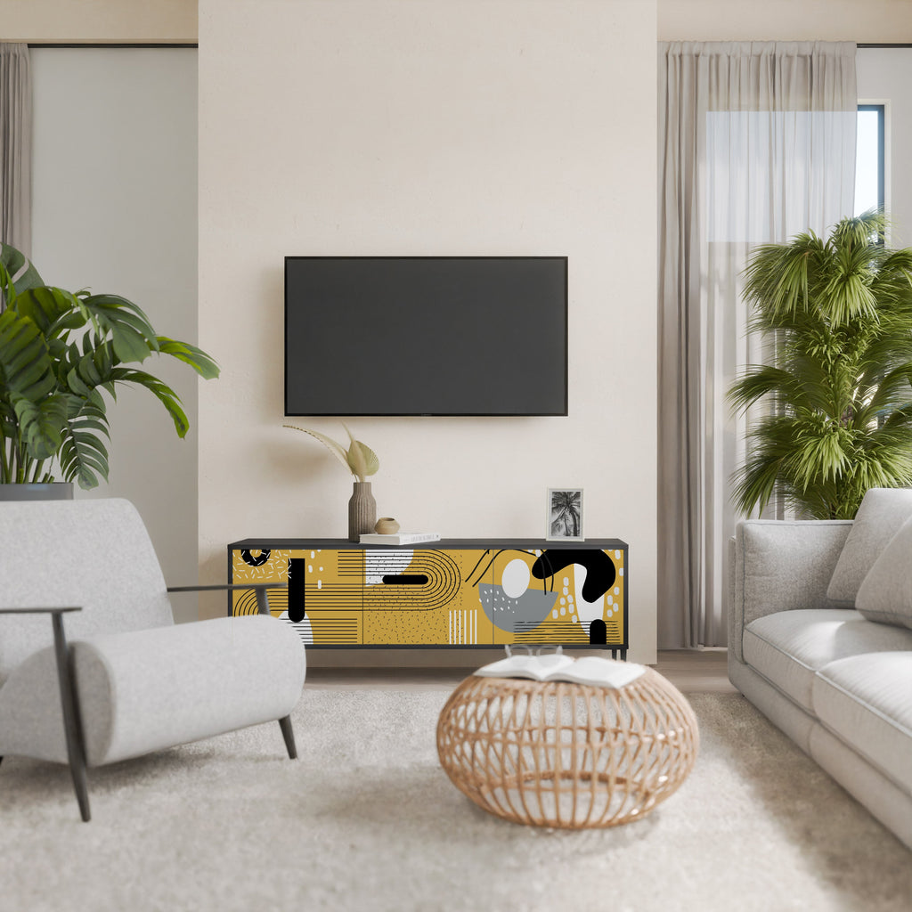 SHAPESHIFT SYMPHONY TV-Lowboard mit 3 Türen in Schwarz