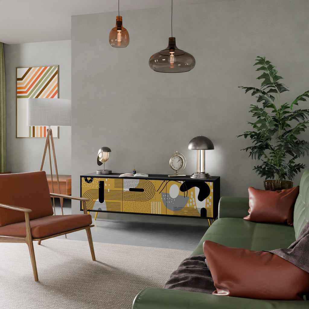 SHAPESHIFT SYMPHONY TV-Lowboard mit 3 Türen in Schwarz