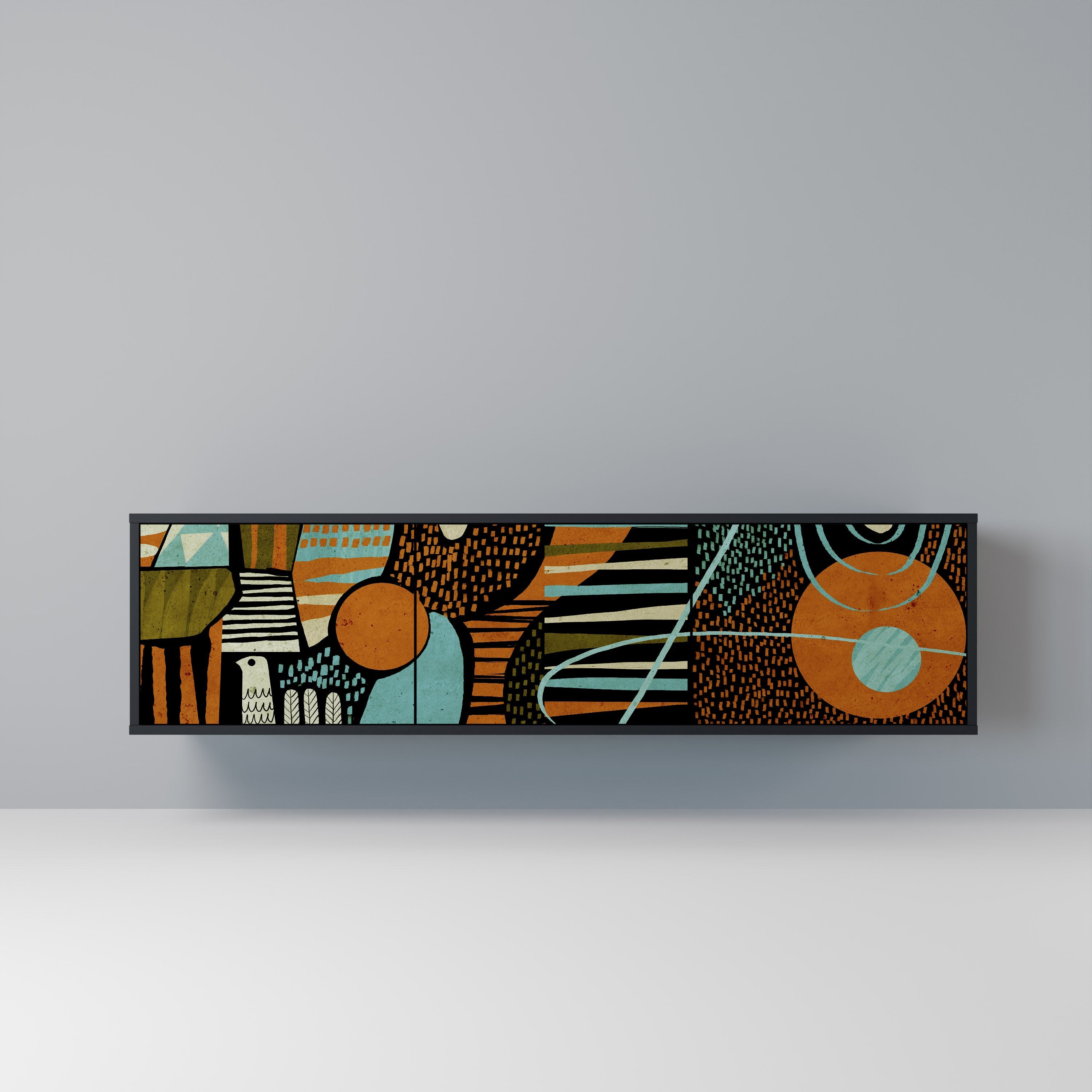 GEODE GLIMMER TV-Lowboard mit 3 Türen in Schwarz