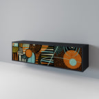 GEODE GLIMMER TV-Lowboard mit 3 Türen in Schwarz