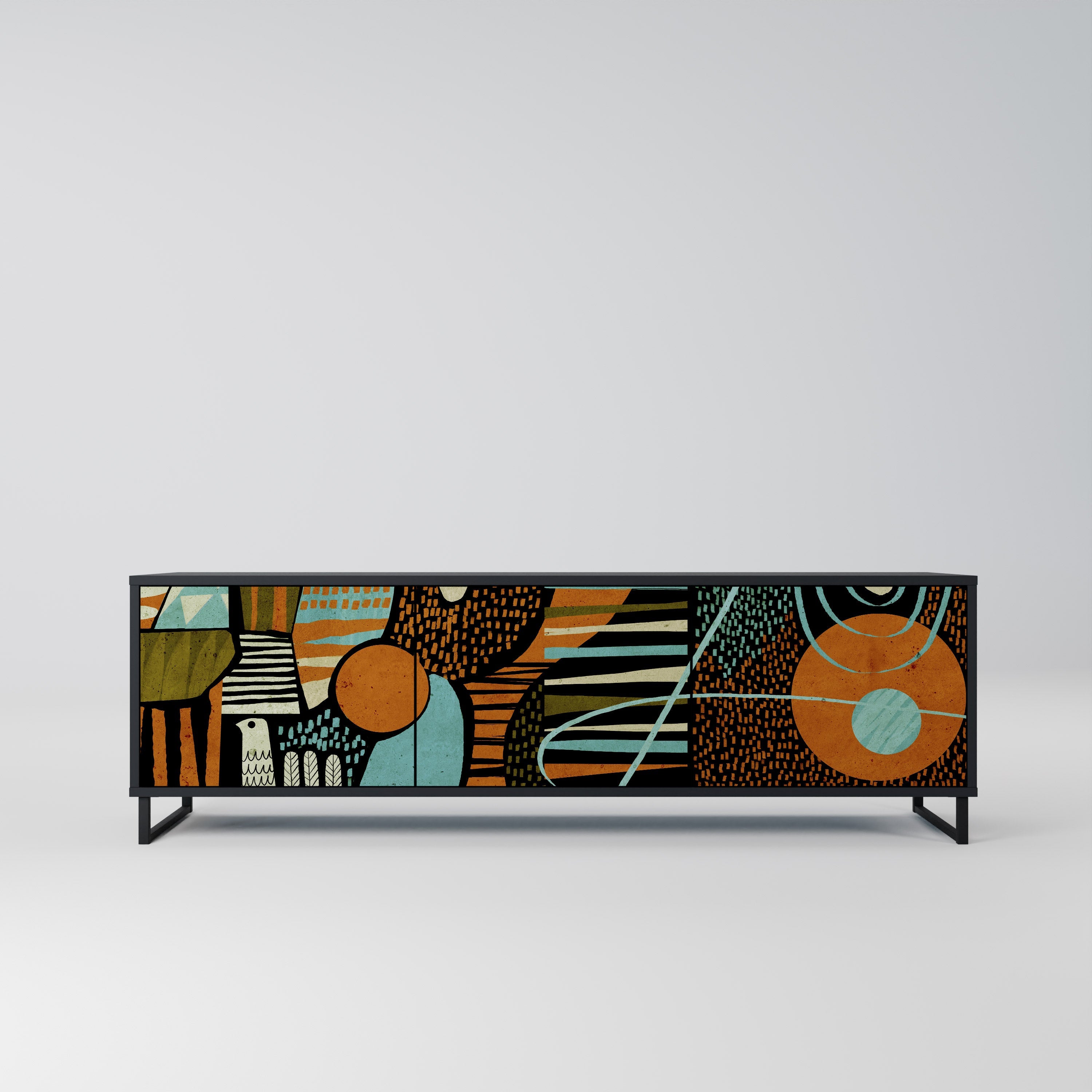 GEODE GLIMMER TV-Lowboard mit 3 Türen in Schwarz