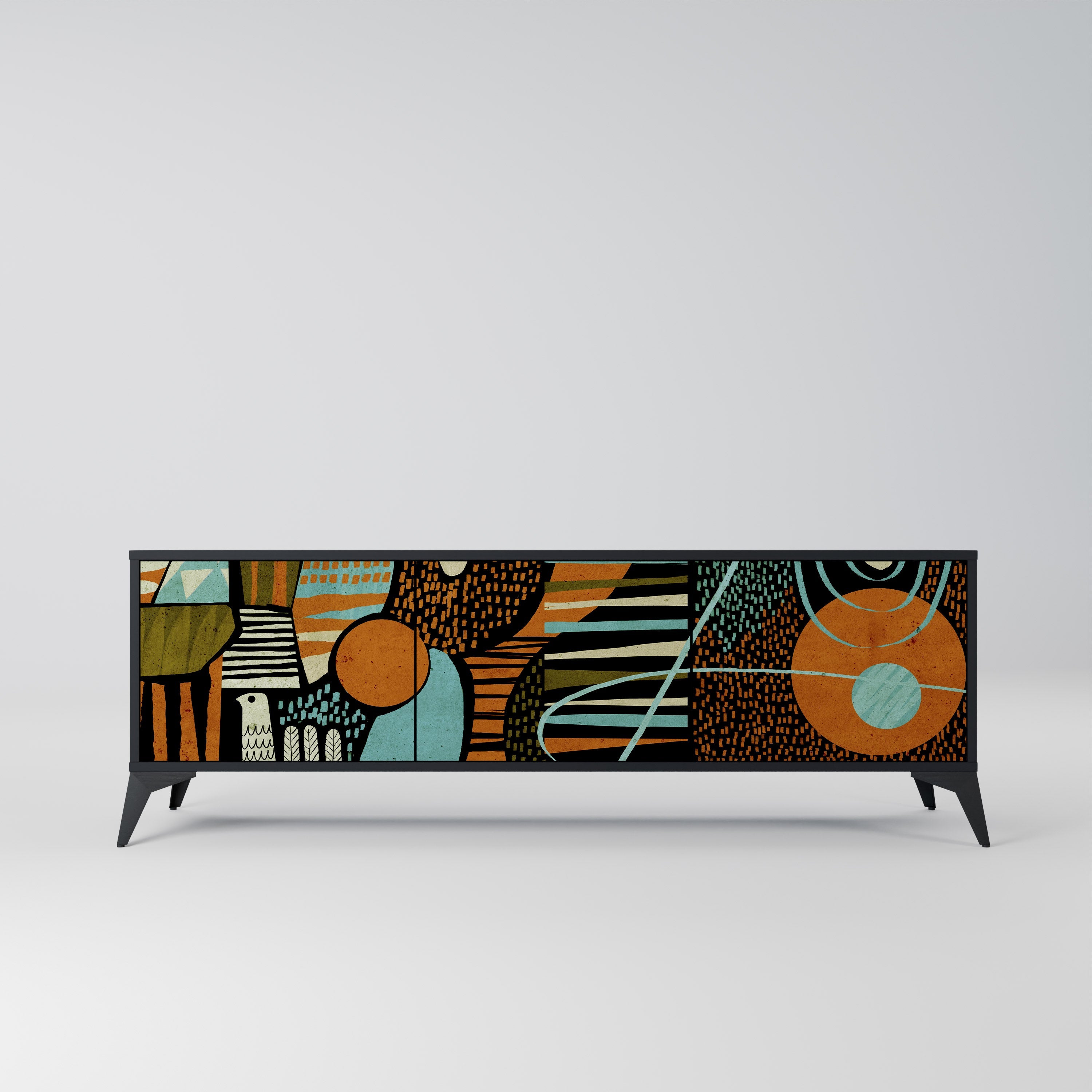 GEODE GLIMMER TV-Lowboard mit 3 Türen in Schwarz